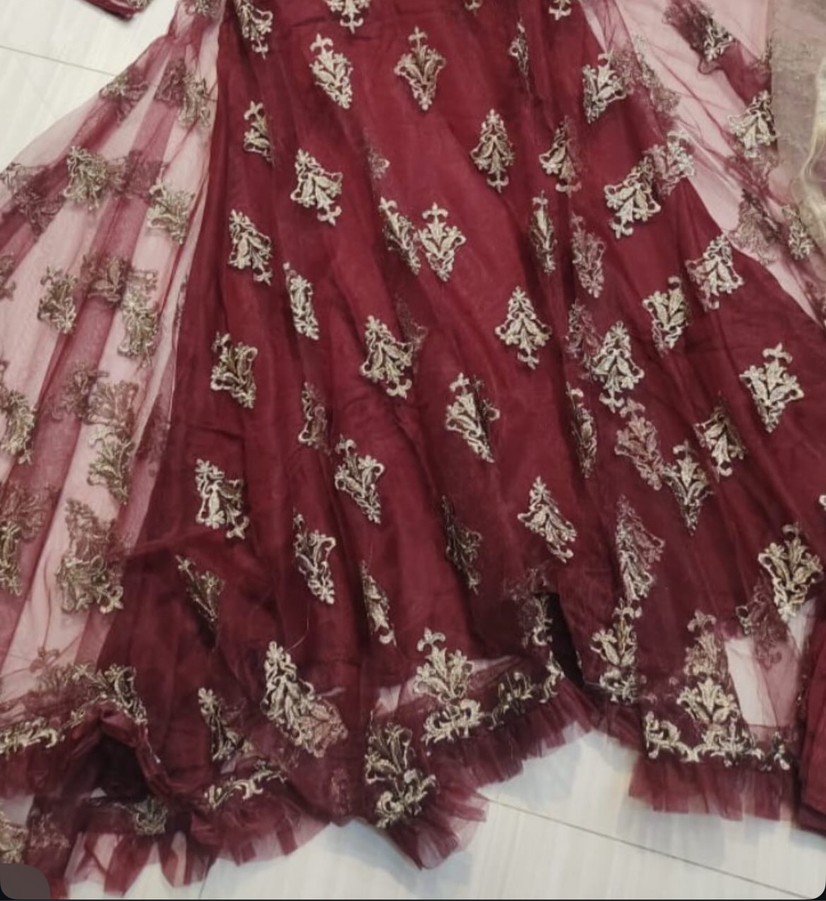 Maroon net maxi