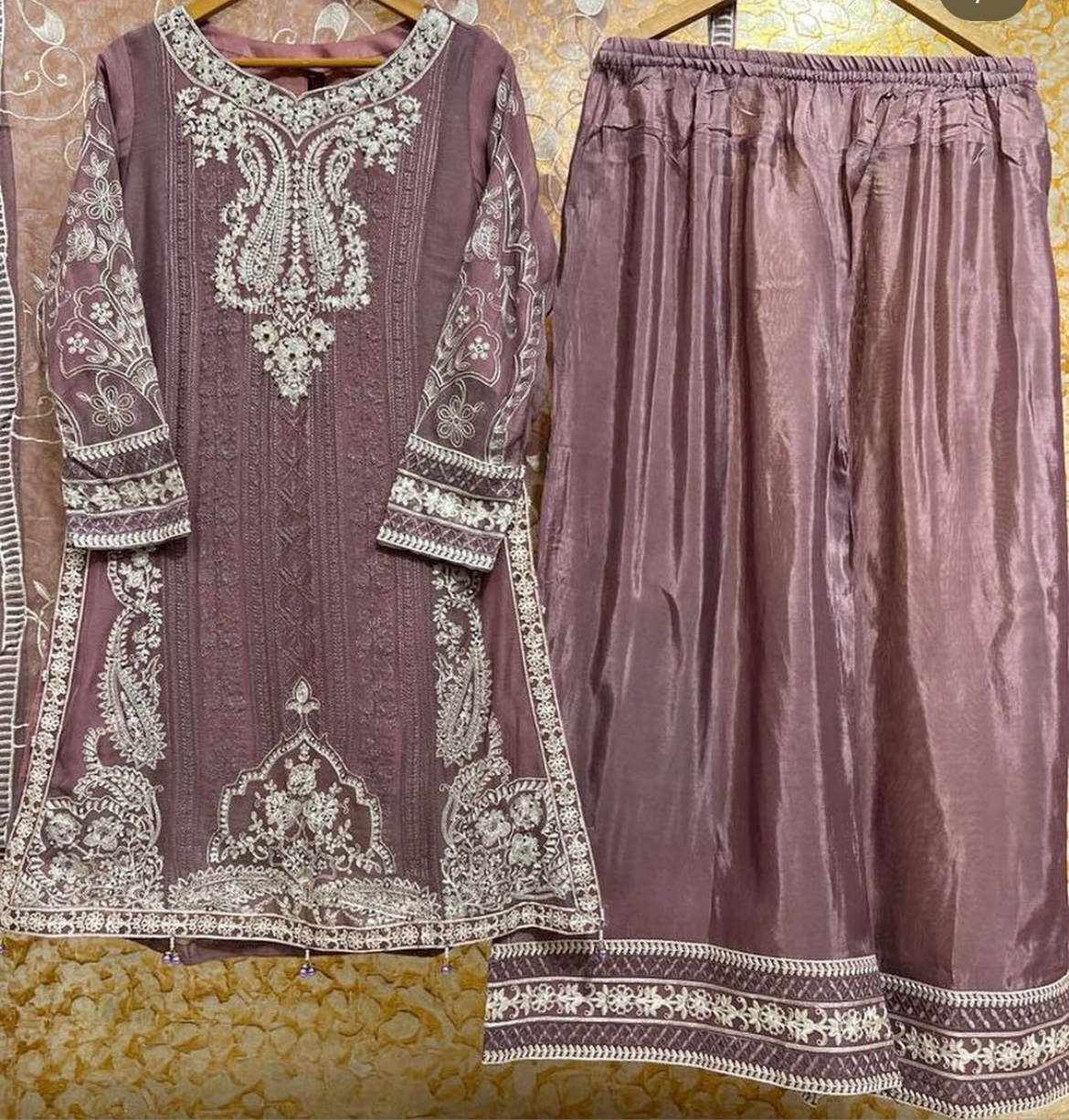 chiffon embriodery plazo