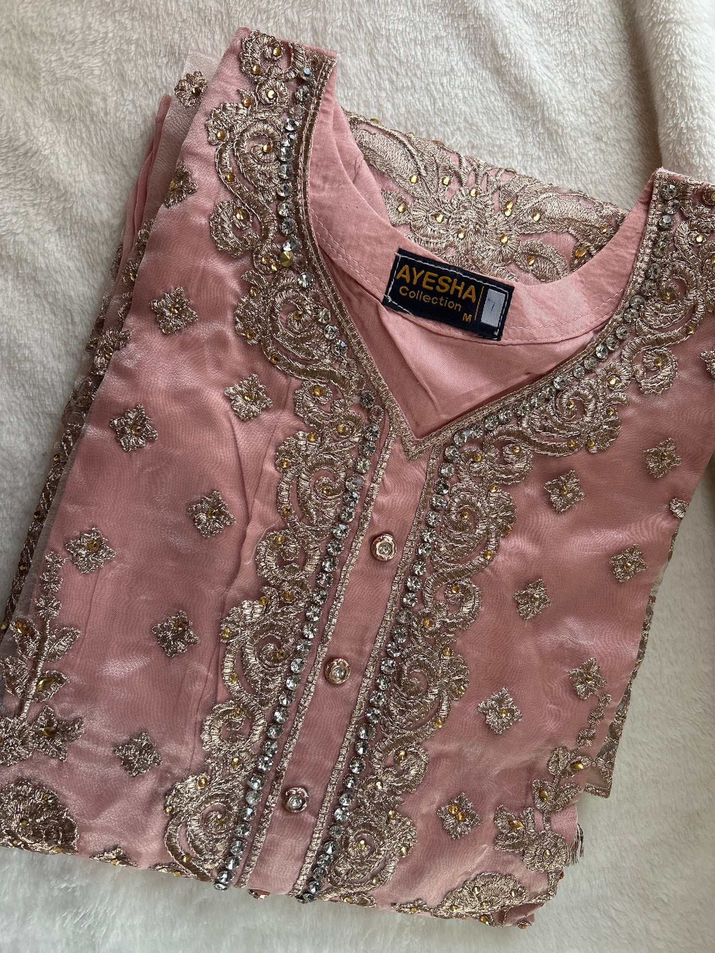 Organza embrioded kameez