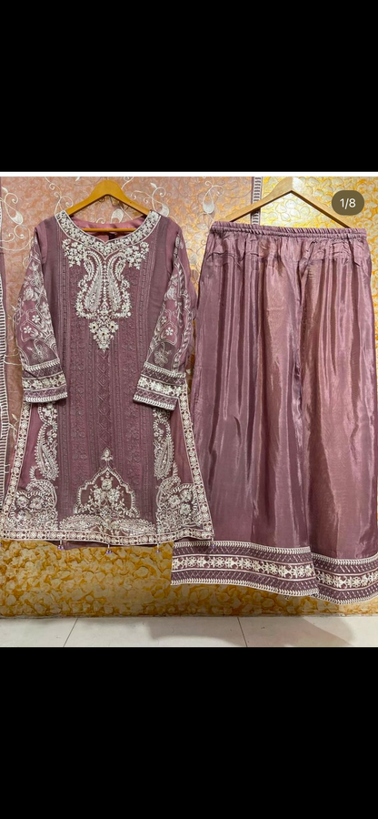 chiffon embriodery plazo