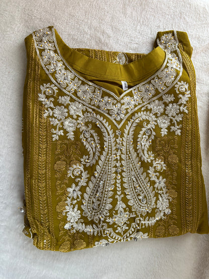 Dhani chiffon embrioded gharara set