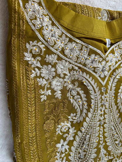 Dhani chiffon embrioded gharara set